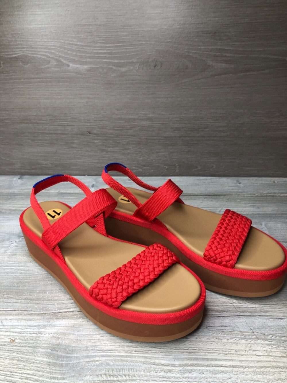 Rothy's Wedge Platform Sandals Red hot Sz 11W New!